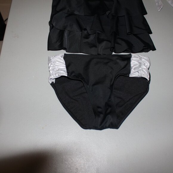 Black & Silver 2 Pcs Justice Tankini Swimsuit Size 8 - Picture 3 of 10
